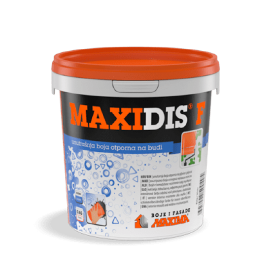 MAXIDIS® F миеща се интериорна боя, устойчива на мухъл и плесен, цвят полярно бяло – кофа 0,65л – 15л